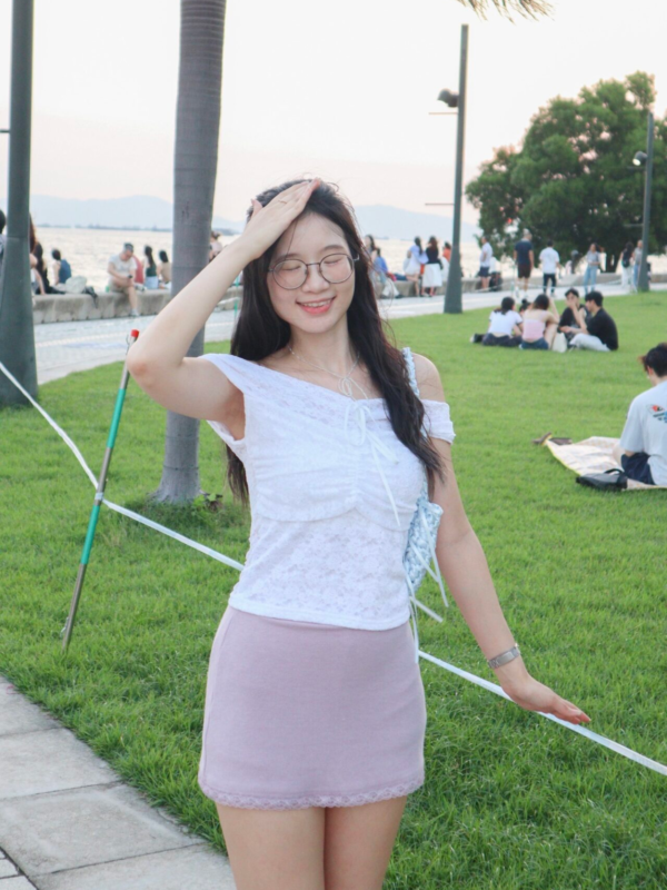 🇰🇷細直紋蕾絲邊短裙 (連同面料打底褲) Striped Lace Dress