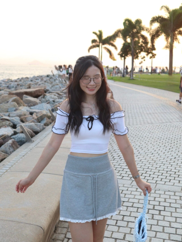 🇰🇷法式迷你蝴蝶結拼色Crop Tee