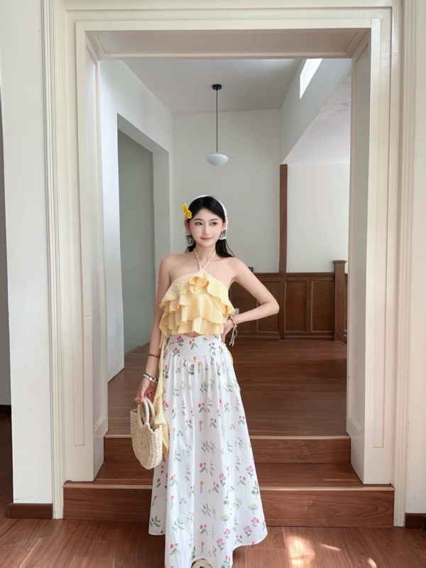🇹🇭 蛋糕紋交叉飄逸上衣