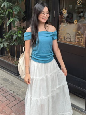 【八月NEW IN】韓國大熱藏藍色💙小蝴蝶結一字肩