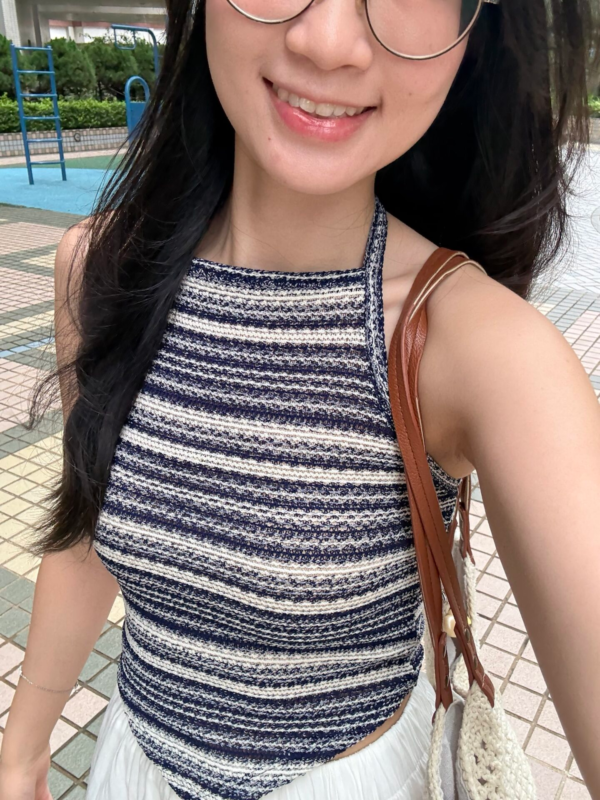 藍白倒三角針織背心 Marine Striped Knit Tank