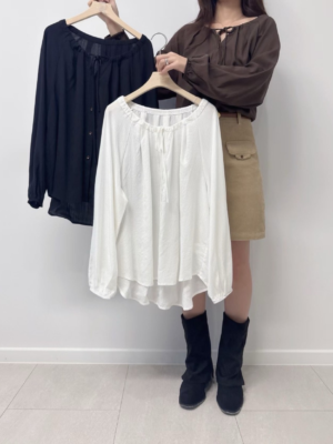 【九月🍂NEW IN】🇰🇷 薄棉麻束繩綁帶長袖上衣