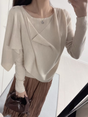 【九月🍂NEW IN】🇰🇷 飄逸寬鬆披肩針織上衣