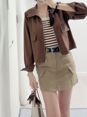 【九月🍂NEW IN】🇰🇷 間條背心連大口袋外套套裝