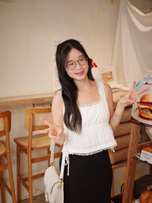 【九月NEW IN】🇰🇷 Premium Lace邊粗肩帶工裝料束腰背心
